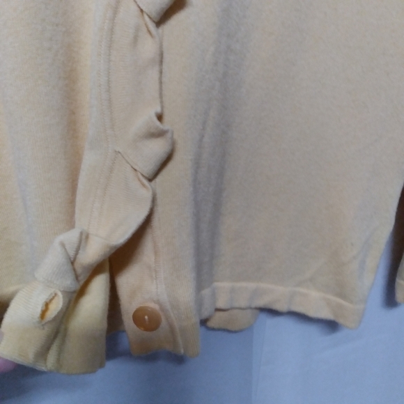 𝅺jones New York Collection Twisted Front Cardigan Light Yellow Long Sleeve Sz S - Picture 4 of 7